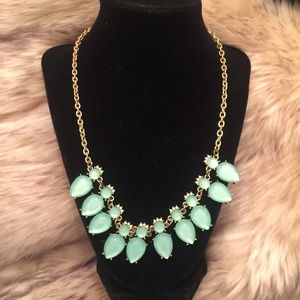 Green Jade Necklace with Gold Trim